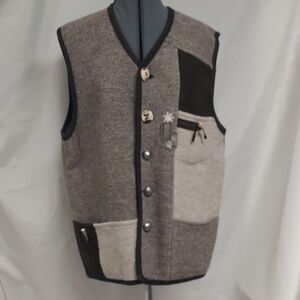 Salzburger Loden Look Vintage Austrian Trachten Vest